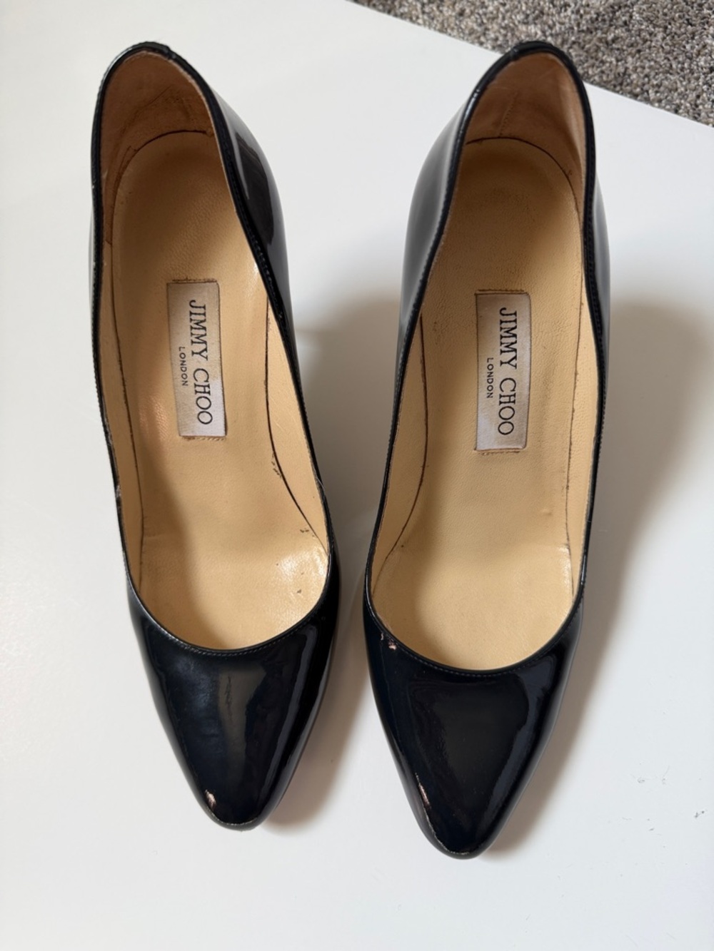Jimmy Choo Olive Patent Pointed-Toe Pumps